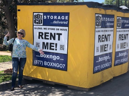 8-foot Box n Go container delivered to a residential driveway