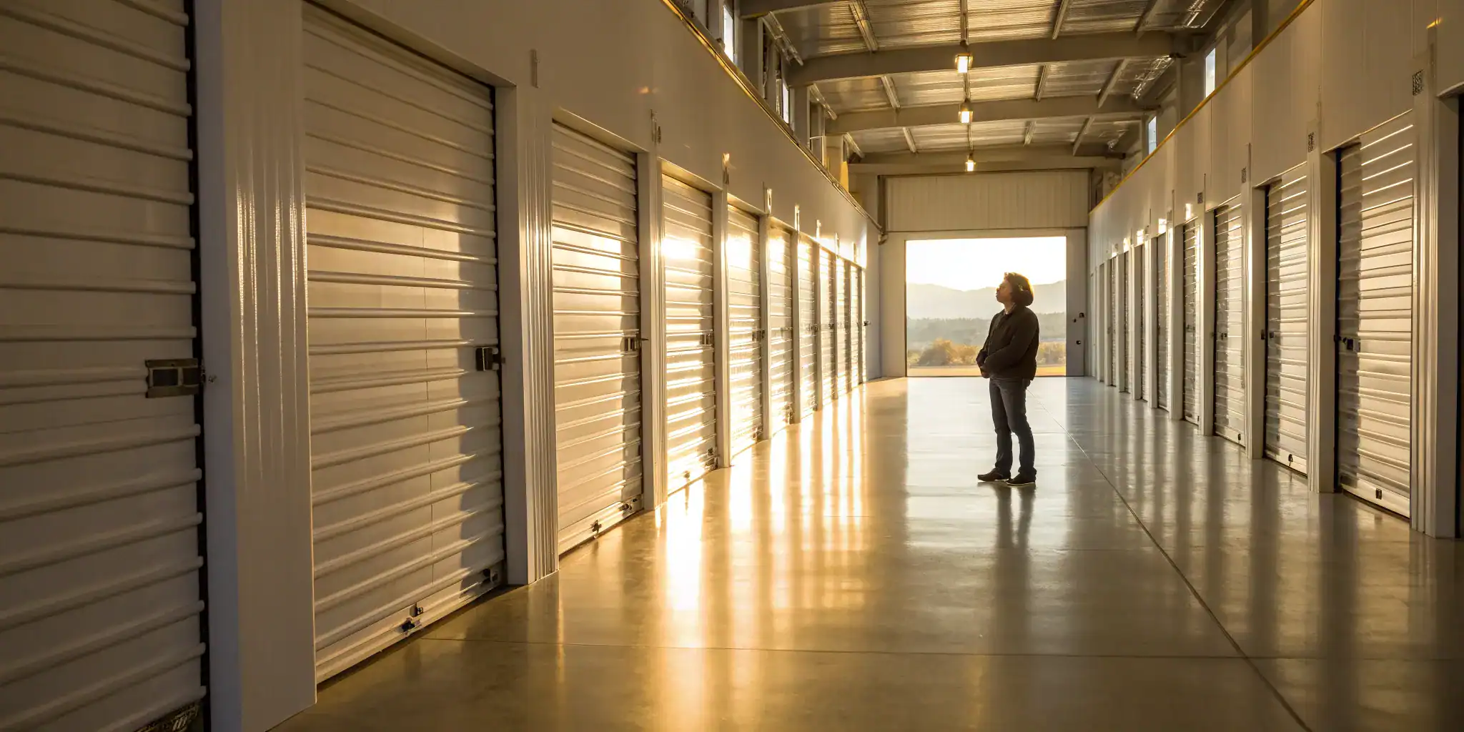 Secure self storage unit with keypad entry.