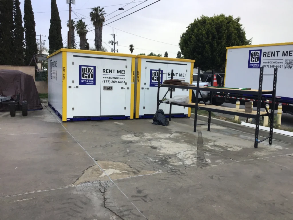 Box-n-Go mobile storage units in 90048 for self storage Beverly Grove, Carthay, and near Cedars-Sinai.