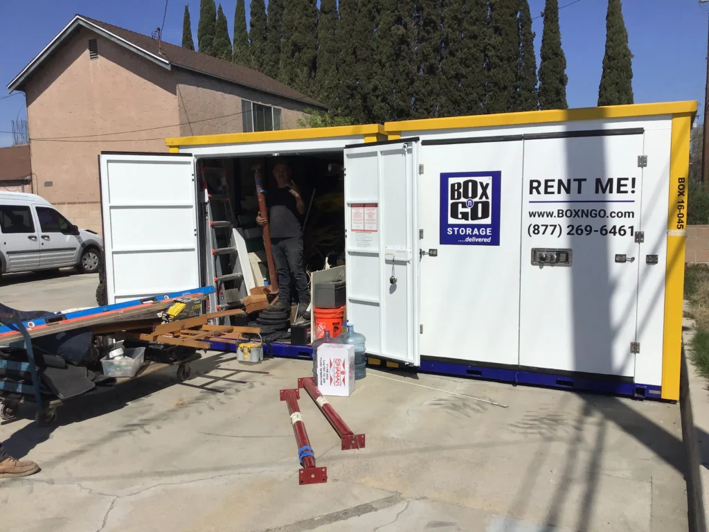 Box-n-Go portable storage unit in 90067 for self storage in Century City near Fox Studios and Avenue of the Stars.