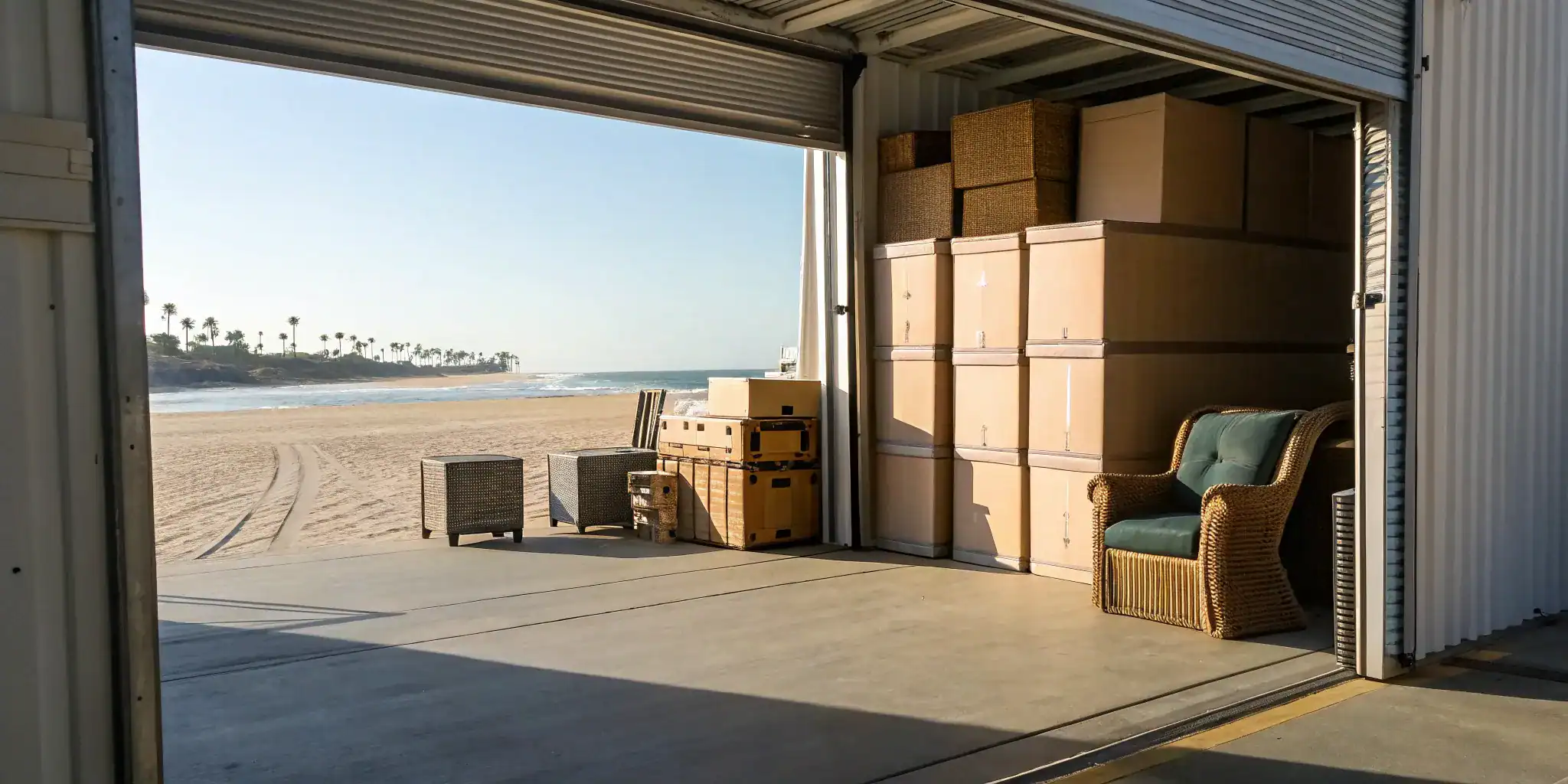 Newport Beach, CA self storage unit with drive-up access.