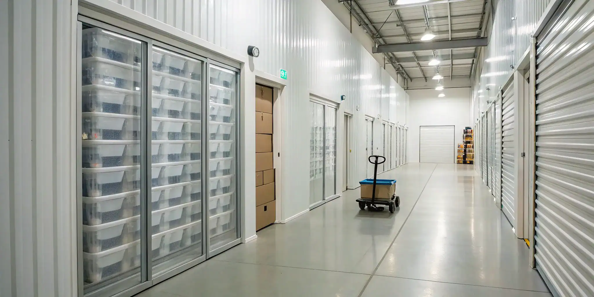 Secure business storage units in a modern facility.