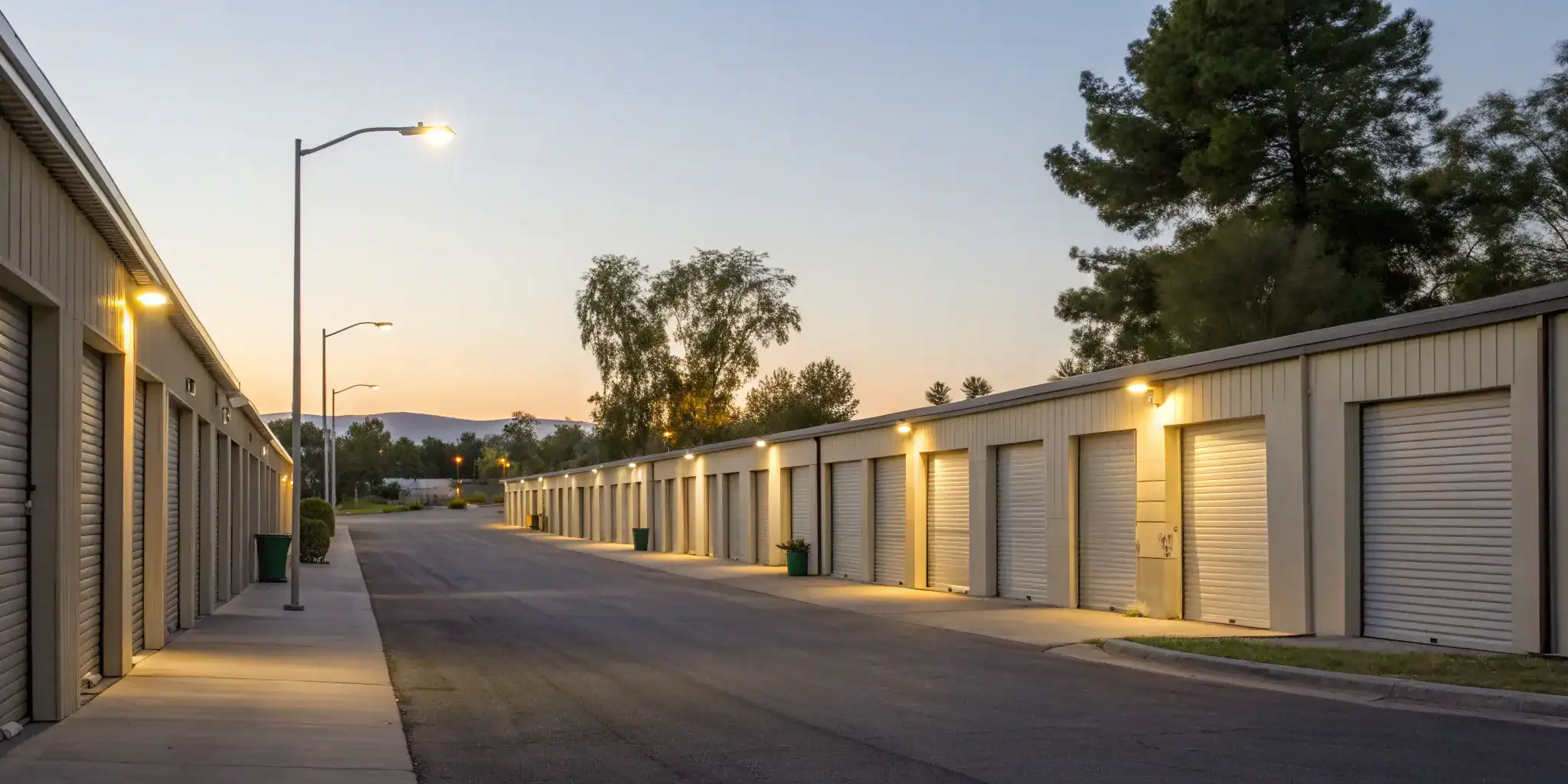 Secure, well-lit, 24-hour self storage units.