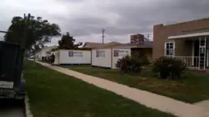 Box-n-Go portable storage units outside a Burbank home, ideal for self storage, mobile storage, secure storage, and affordable Burbank storage solutions.