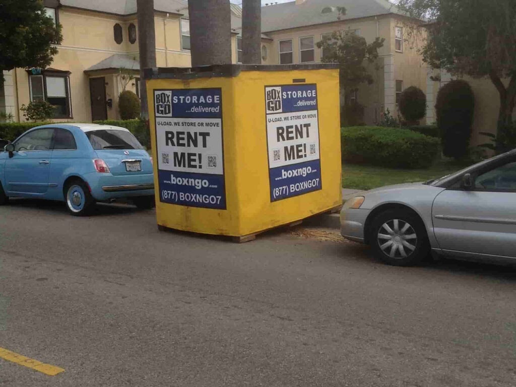 Box-N-Go self storage Santa Monica container placed near curbside.