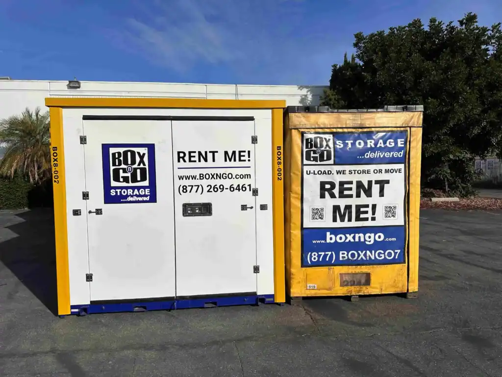 Box-n-Go portable storage containers in different sizes available for rent, providing flexible and affordable self storage in Montebello CA for households and businesses.