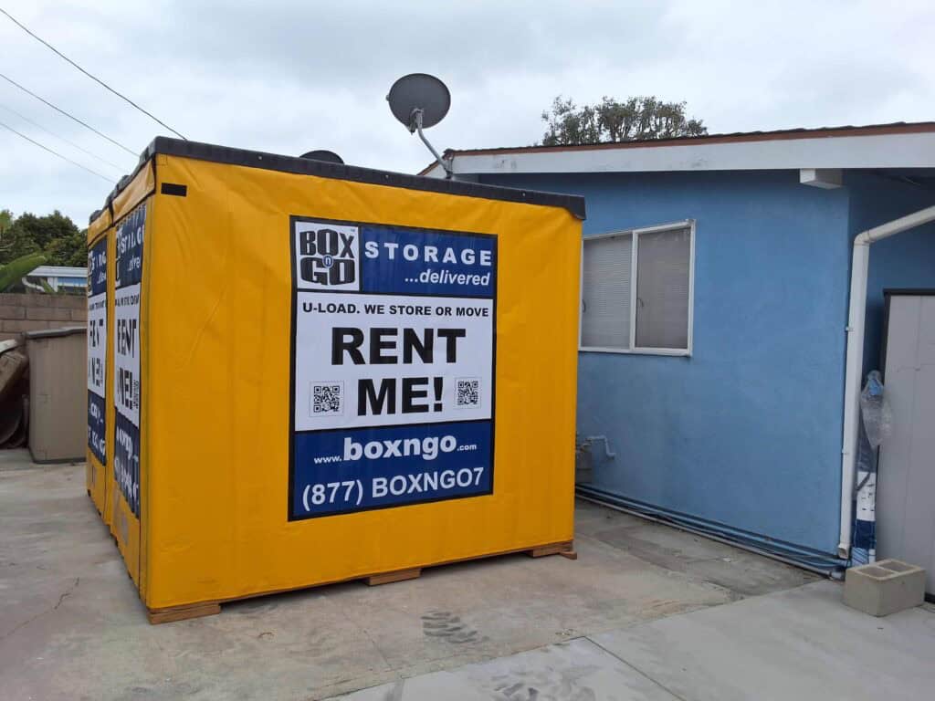Playa Vista Storage portable Box-n-Go container delivered to residential home for convenient self storage and moving solutions.