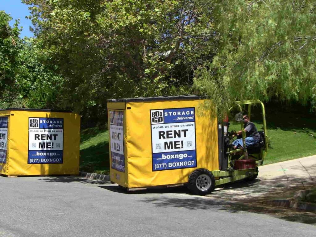 Box-N-Go portable self storage Venice unit being street delivered.