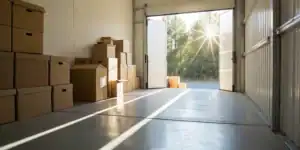 San Pedro self storage unit packed with boxes.