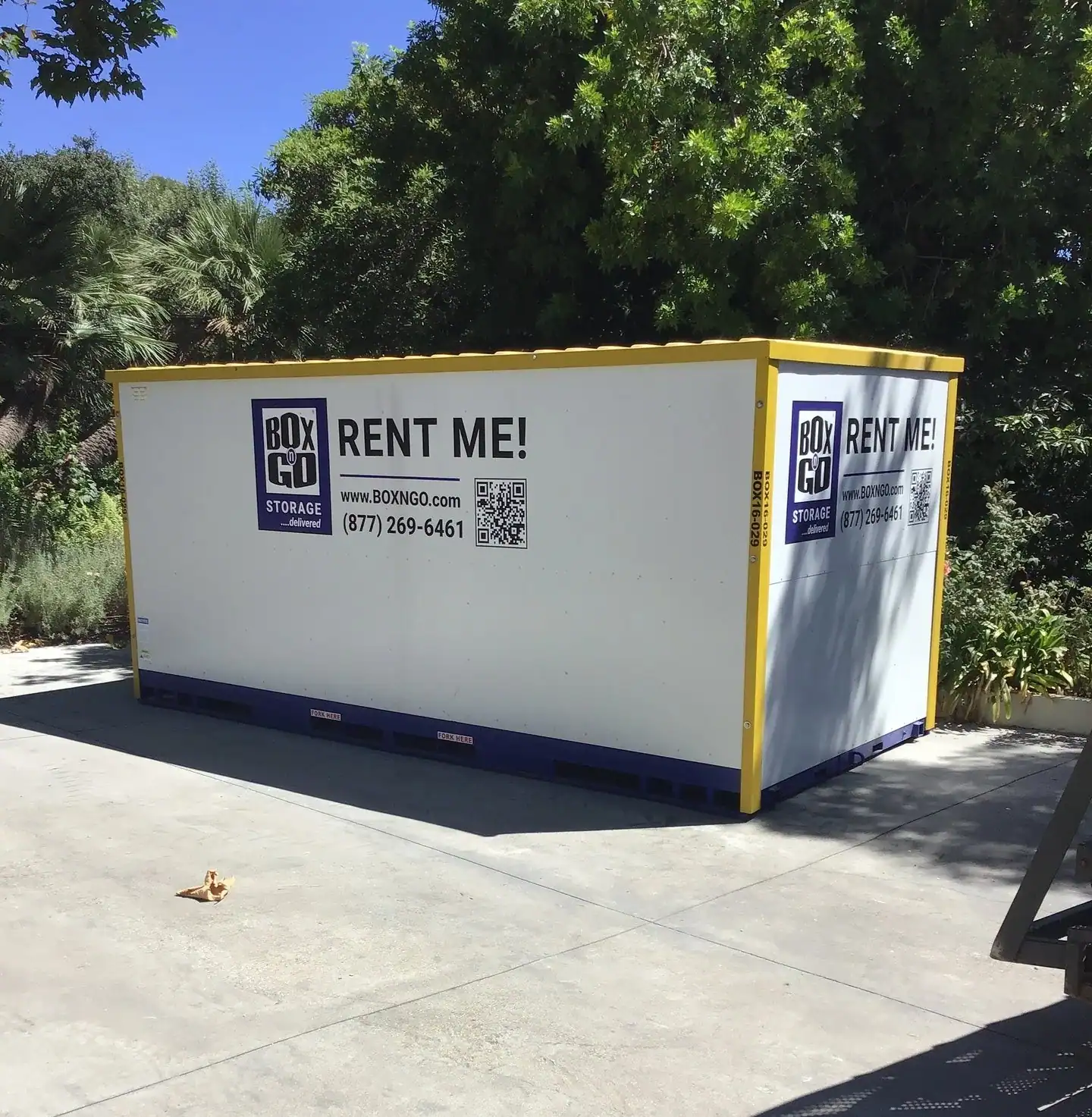 BoxGo storage container available for rent, perfect for local moving in Santa Monica. Ideal for those seeking a reliable local moving company in Santa Monica for storage and transportation needs.