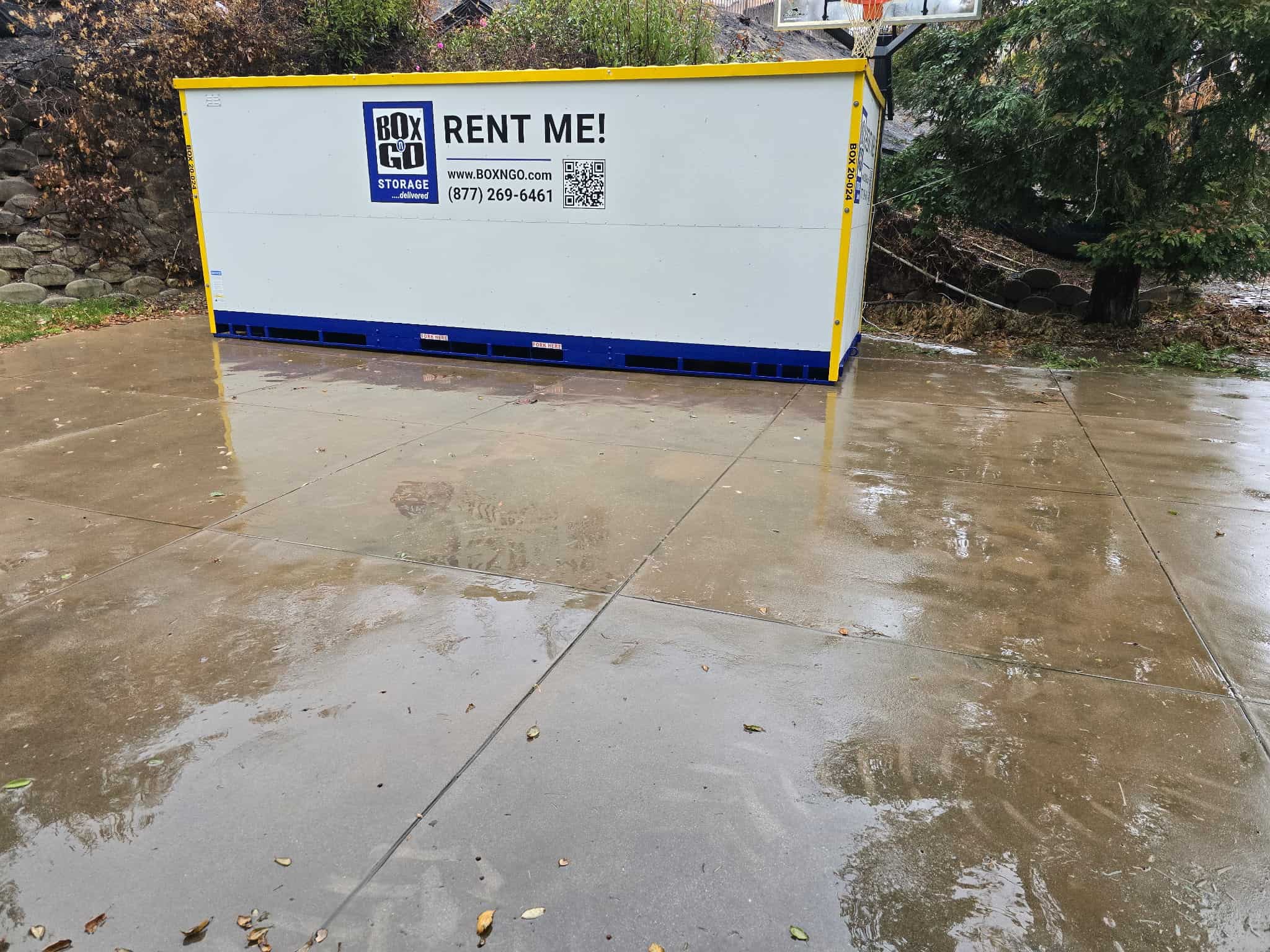 storage Simi Valley showing Box-n-Go portable storage containers positioned for convenient ground-level loading.