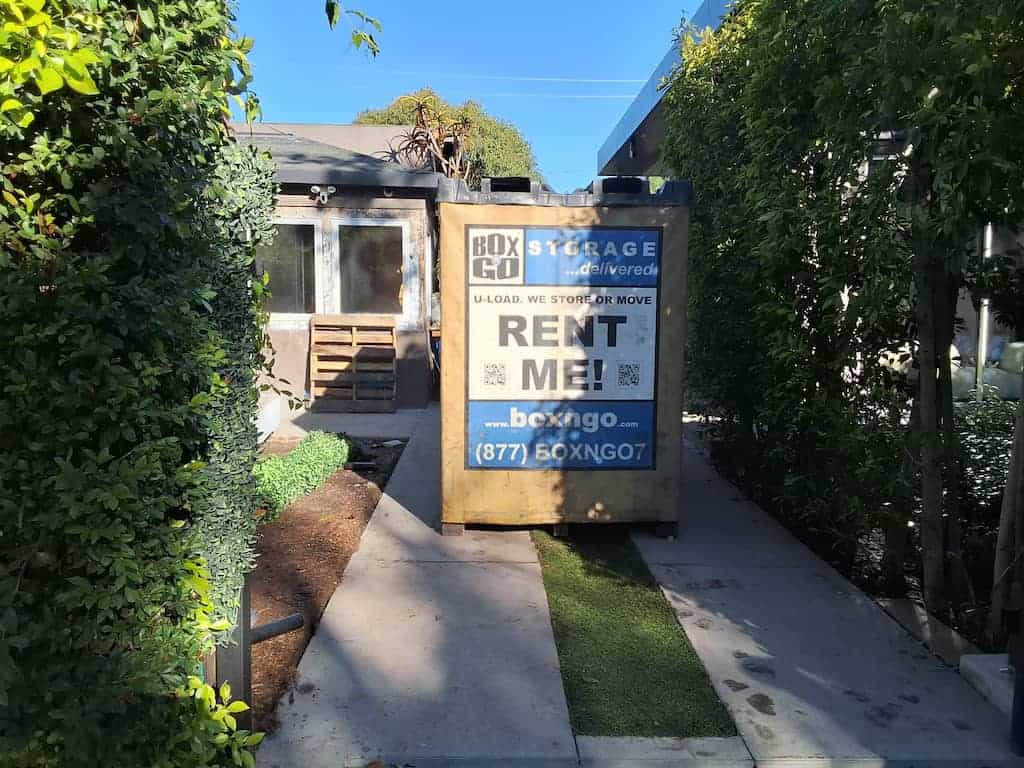 self storage glendale portable storage container placed at a residential location