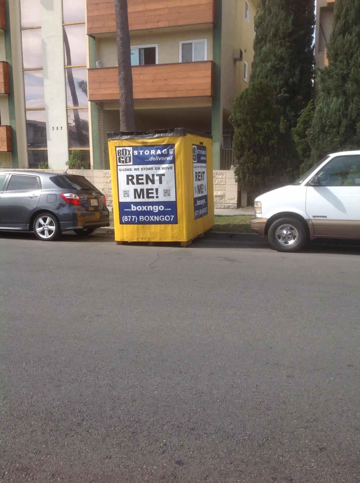 storage units in Simi Valley CA showing Box-n-Go portable storage containers positioned for convenient ground-level loading.