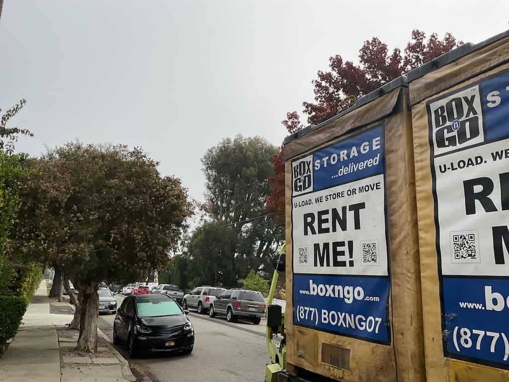 bloomington storage facility with an on-site container on-site storage container positioned on a driveway for easy access