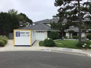 self storage aliso viejo ca portable container staged near a walkway for faster loading