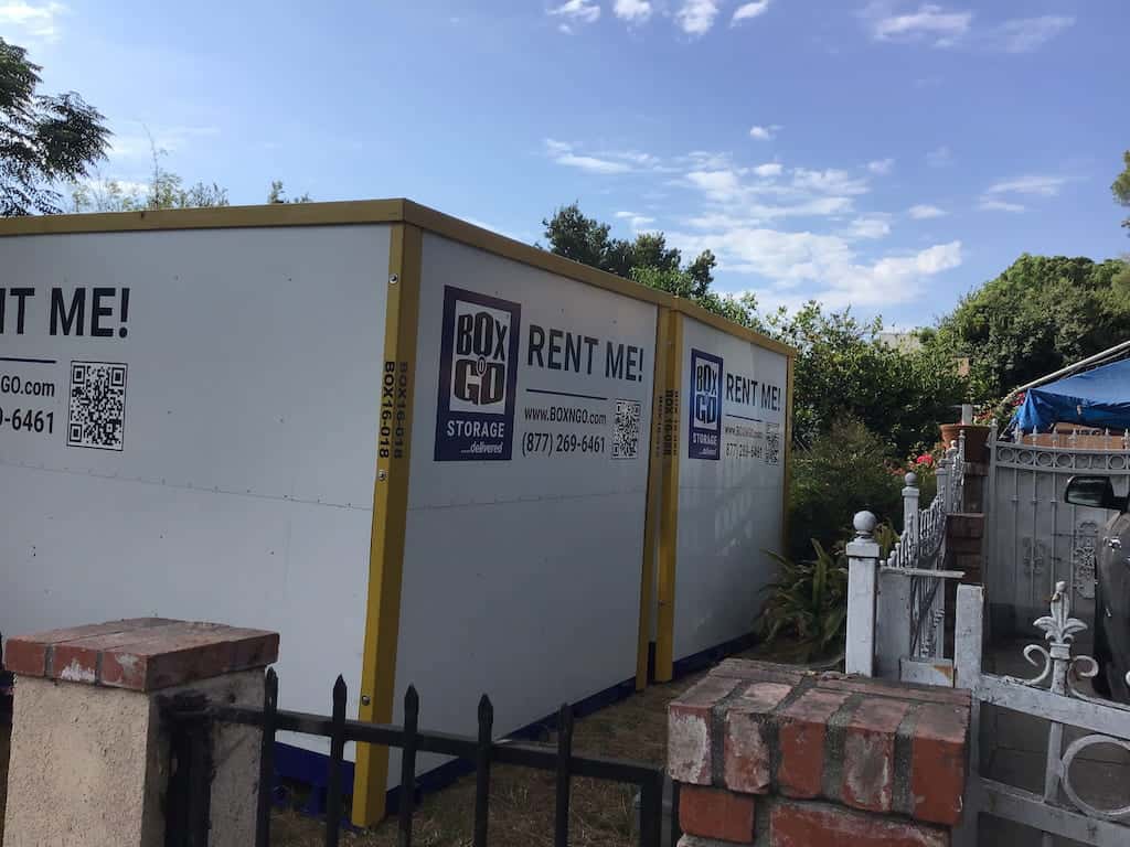 storage van nuys portable storage container placed at a residential location