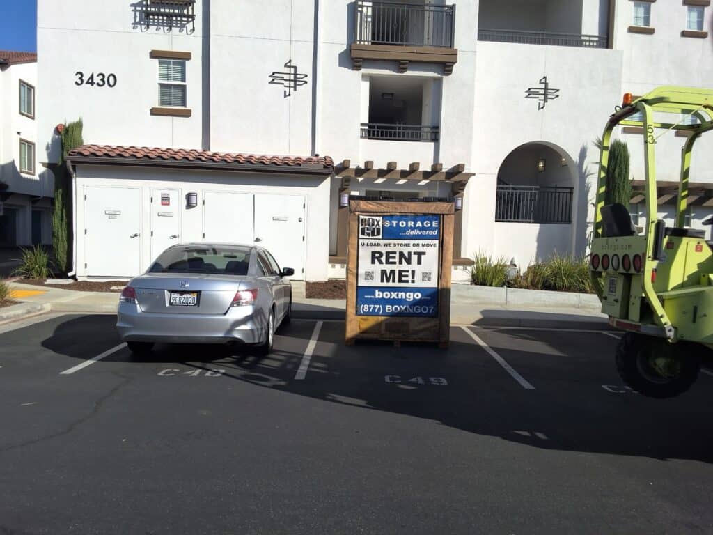 Box-n-Go portable storage container delivered to a residential complex in Westlake Village, CA.