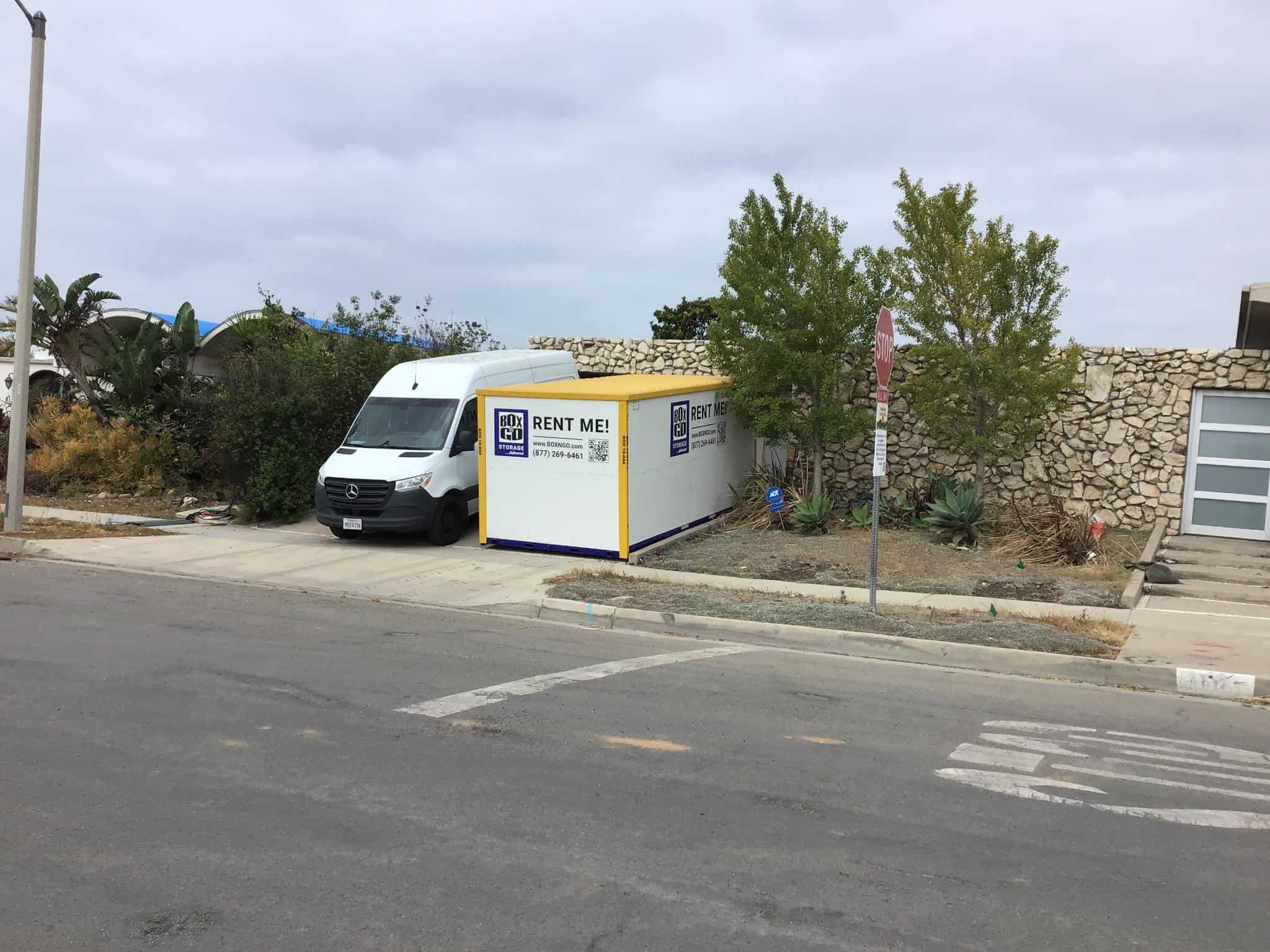Self storage container parked curbside in La Crescenta CA