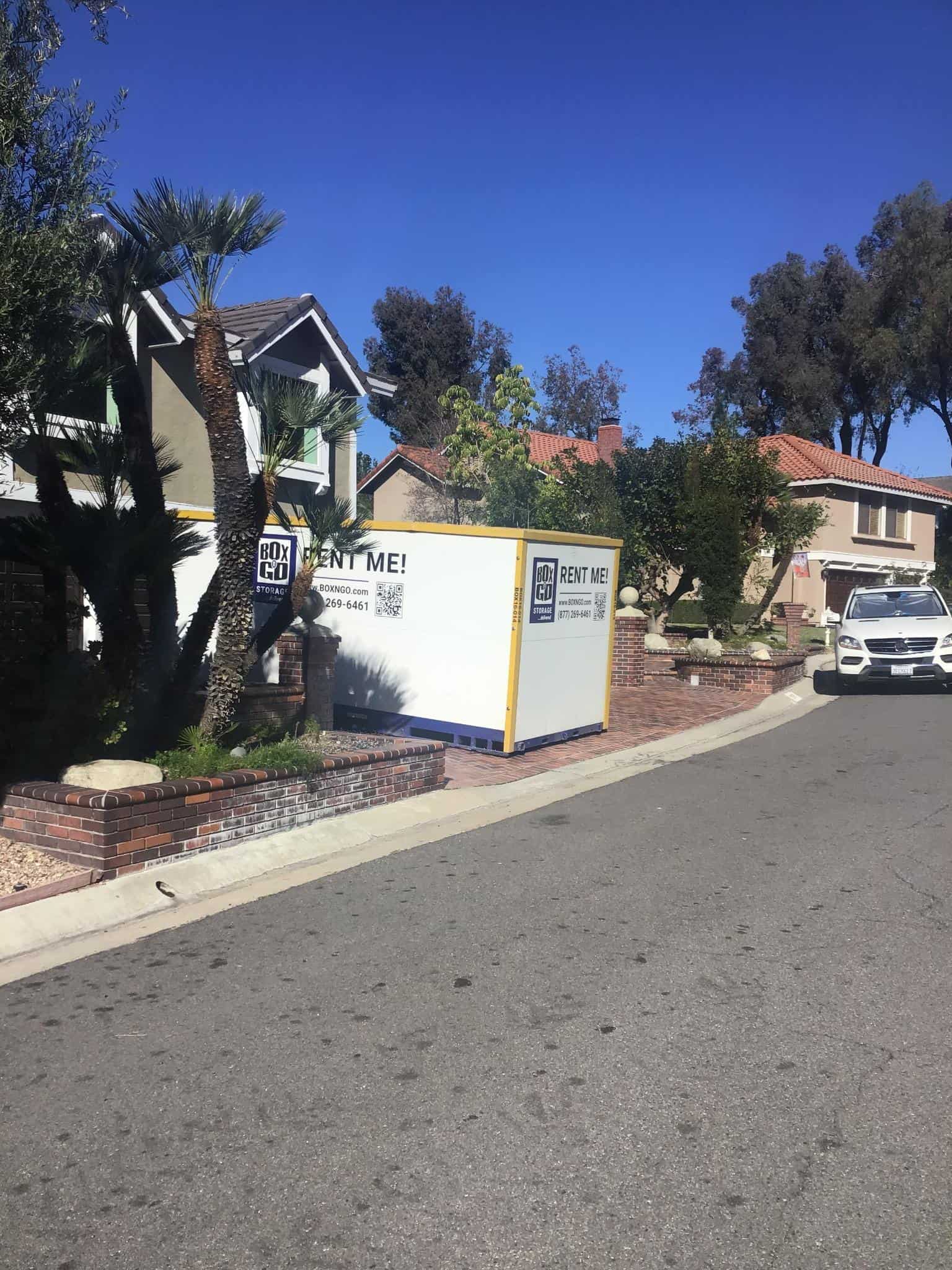 Portable storage container in front of La Crescenta foothill home