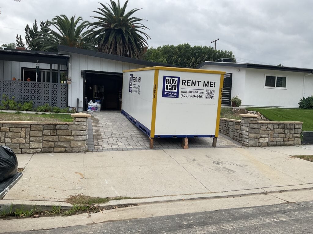 Portable storage Panorama City CA container parked in residential driveway