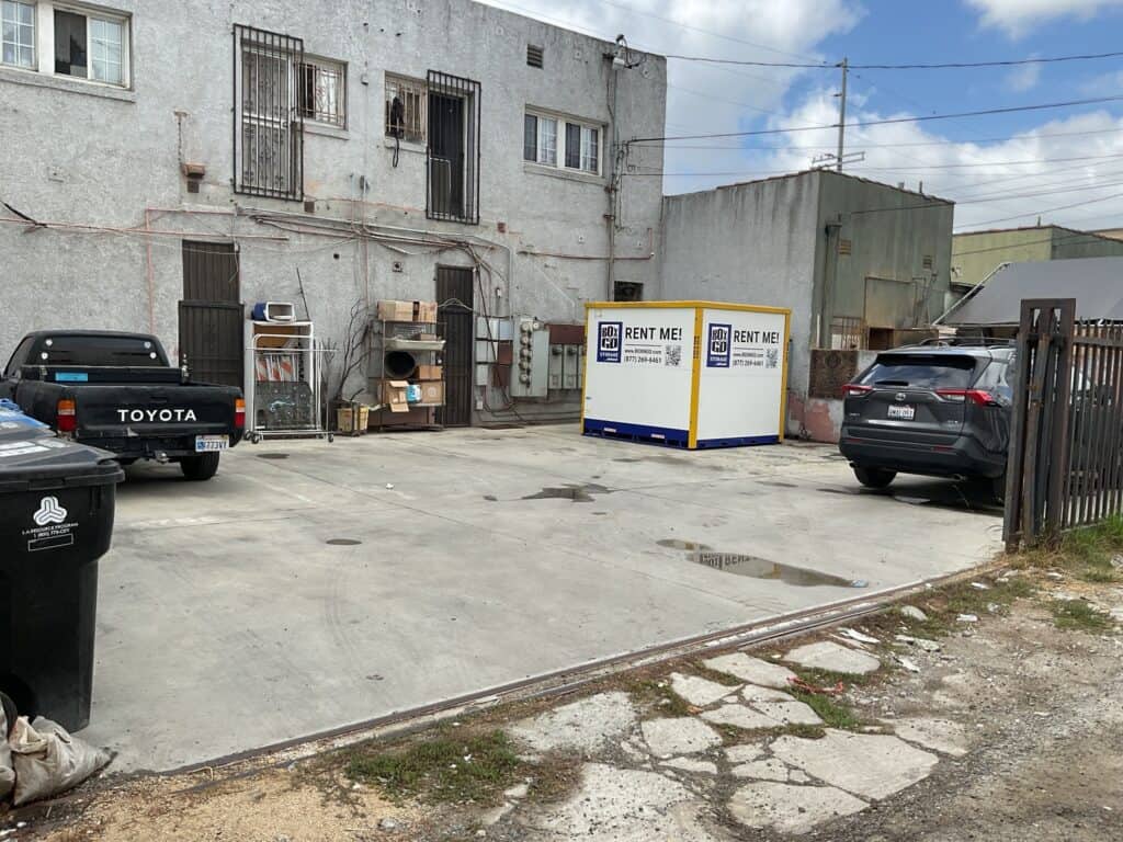 Storage Sun Valley portable container in a business yard for extra inventory and equipment