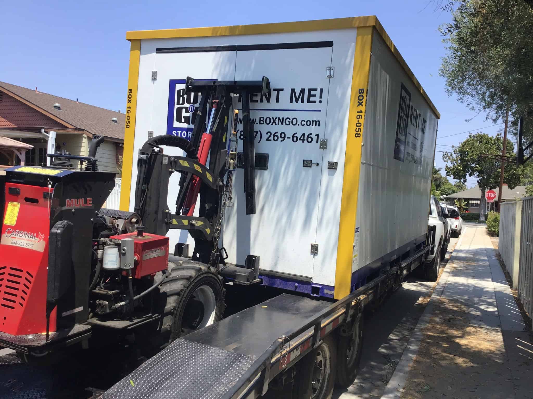 Portable storage unit being unloaded from a delivery truck in Tujunga, CA.