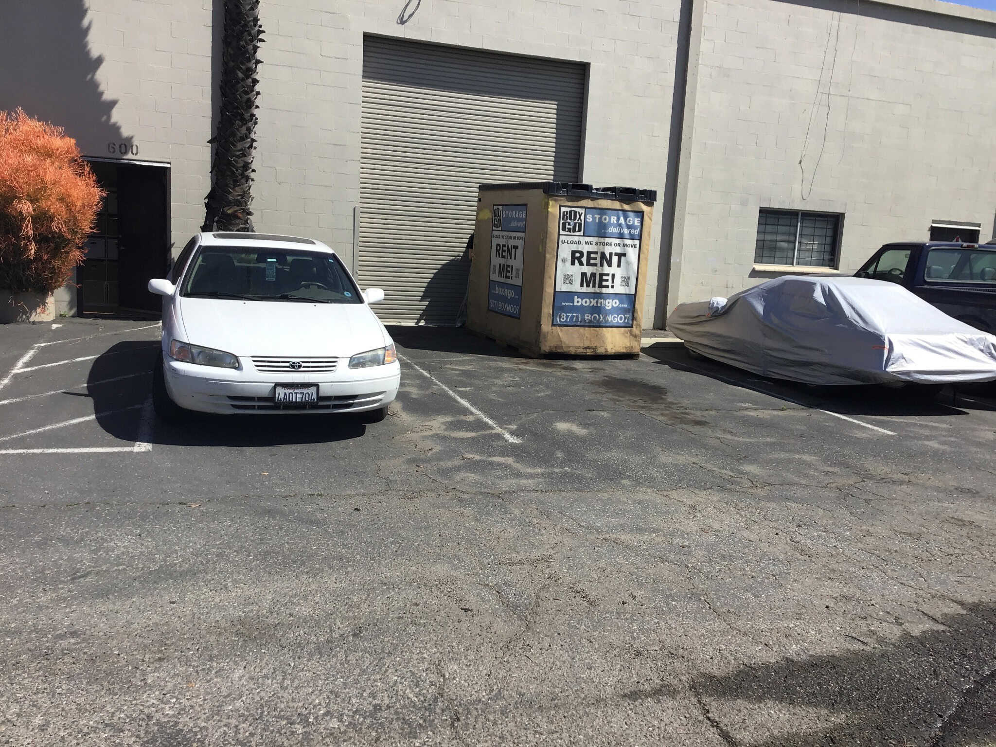 Portable storage unit placed in a commercial parking lot in Tujunga, CA.
