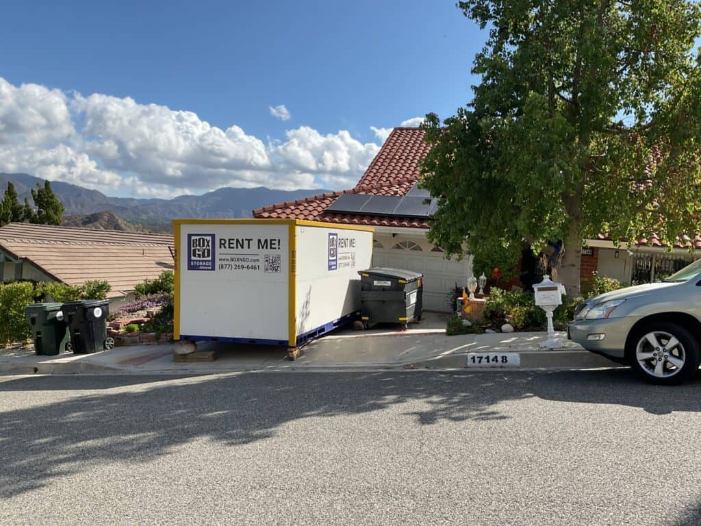 Winnetka storage container placed outside a hillside home