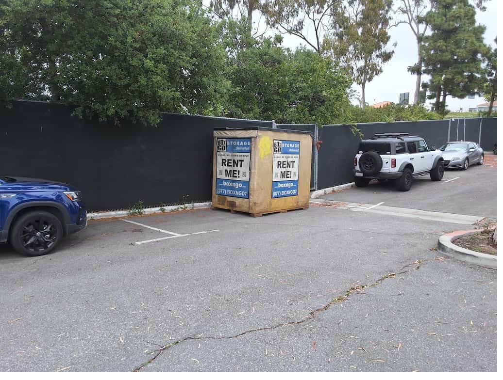 Box-n-Go storage near caltech container beside the apartments.