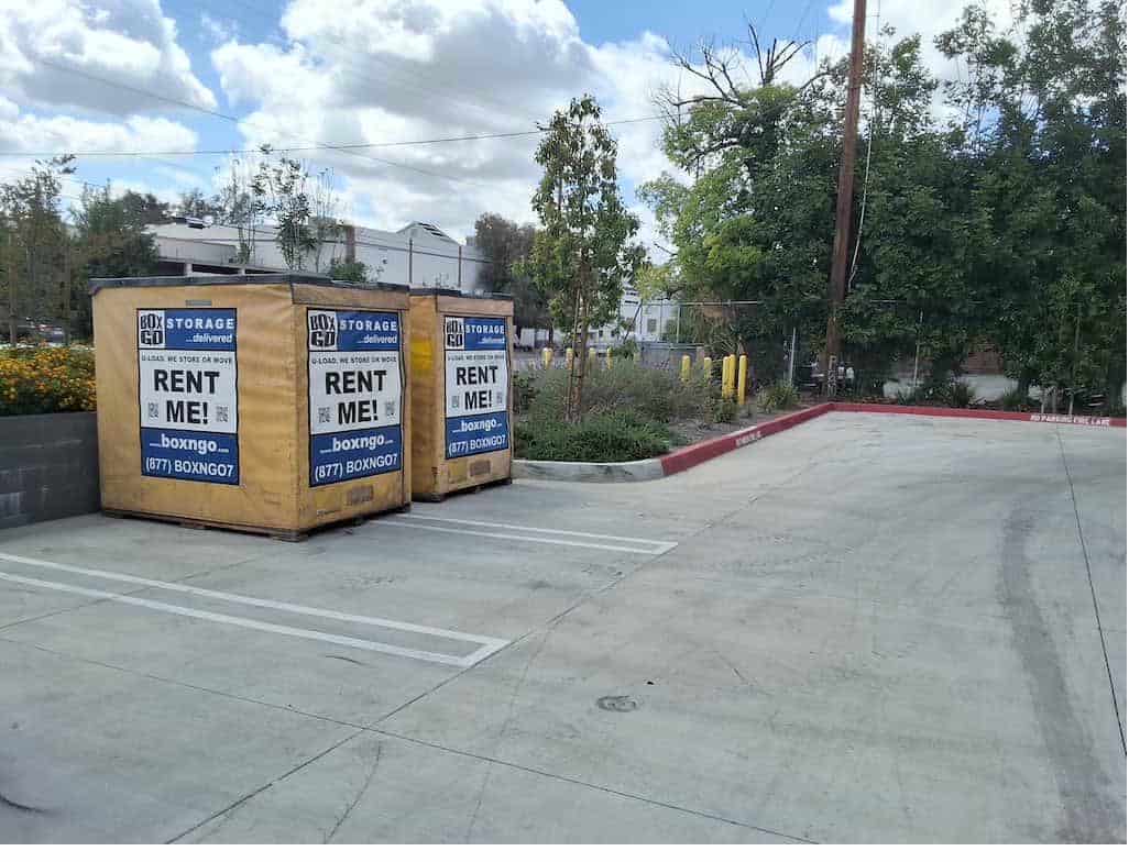 Portable storage units near chapman university from Box-n-Go beside the homes.
