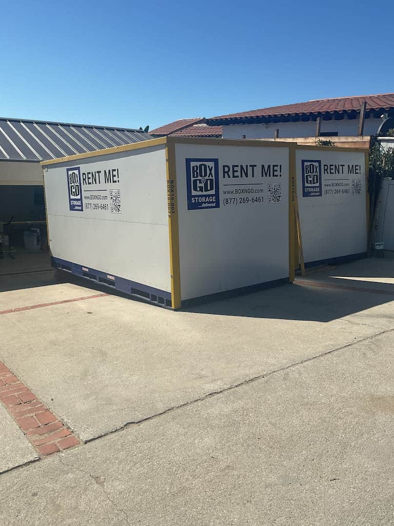 self storage south bay portable storage container parked along the curb in a neighborhood setting