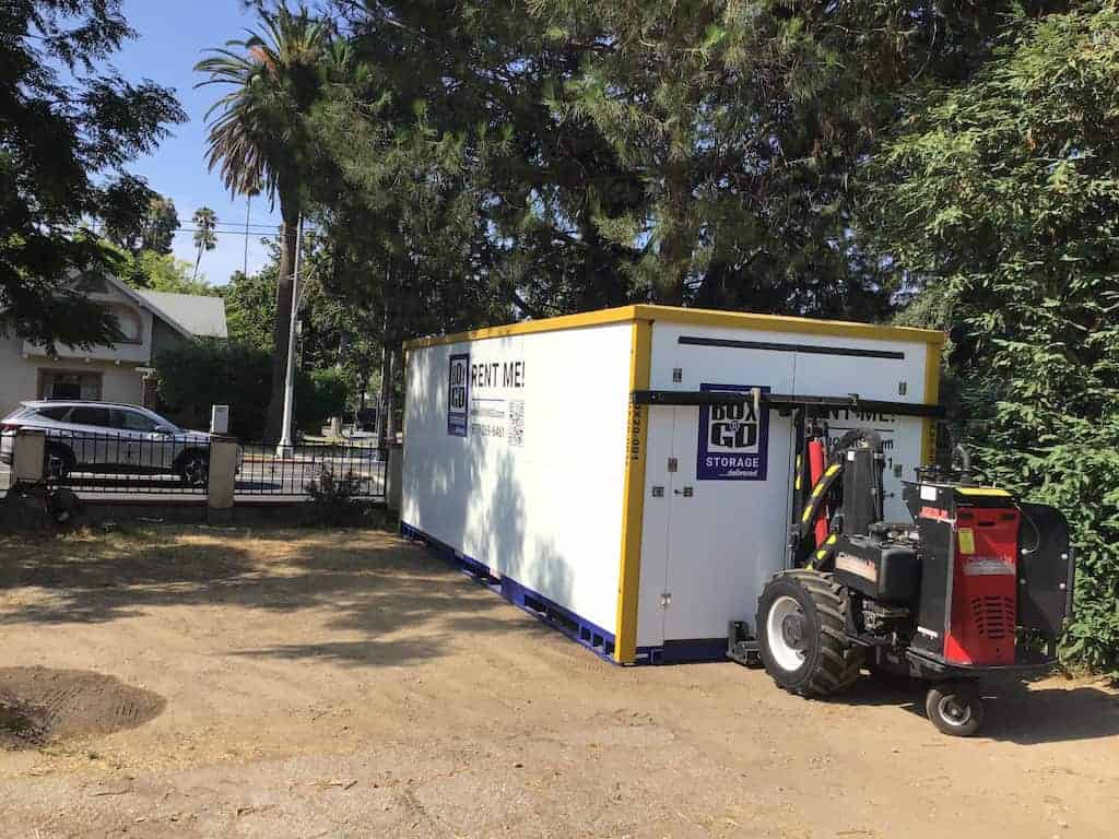 storage units in pomona ca portable storage container parked along the curb in a neighborhood setting