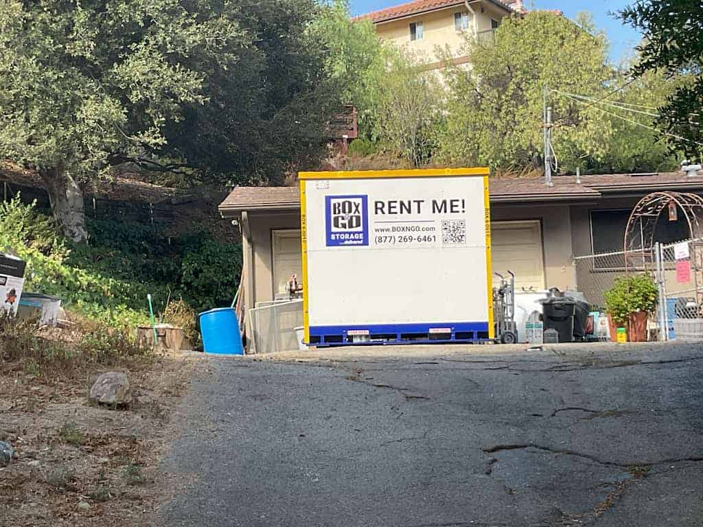 storage pasadena portable storage unit staged near the residence for easy drop-off and pickup