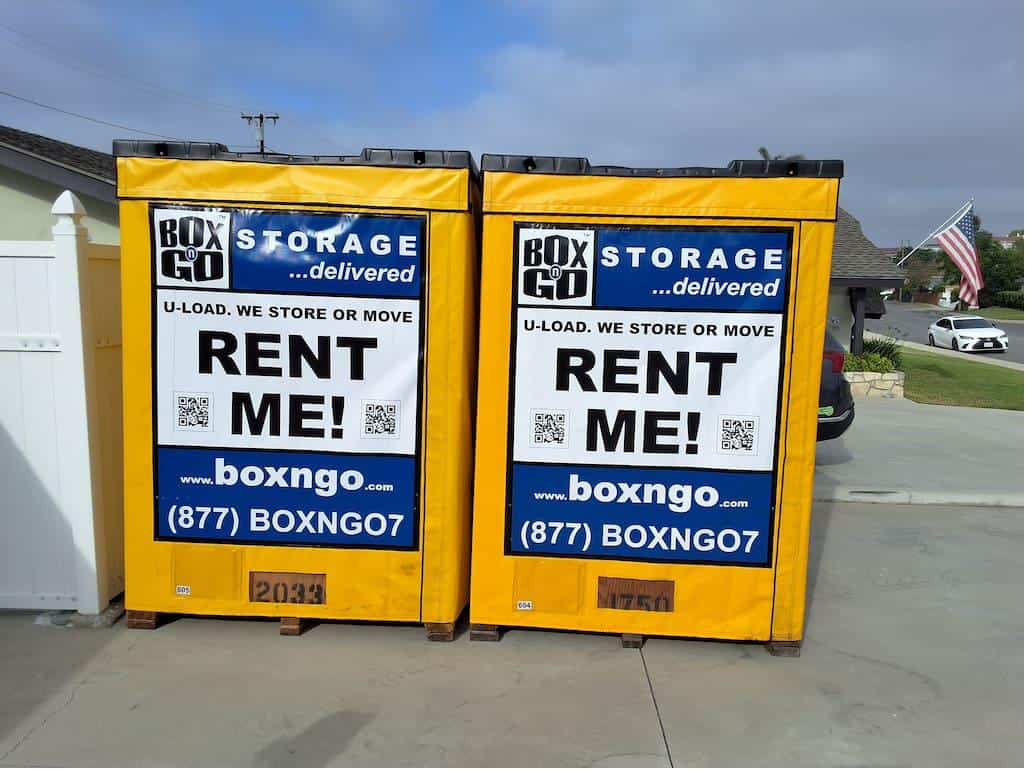 8-foot Box n Go container delivered to a residential driveway