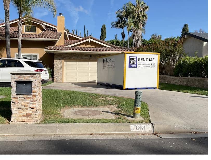 Box n Go container at a residential driveway with storage access