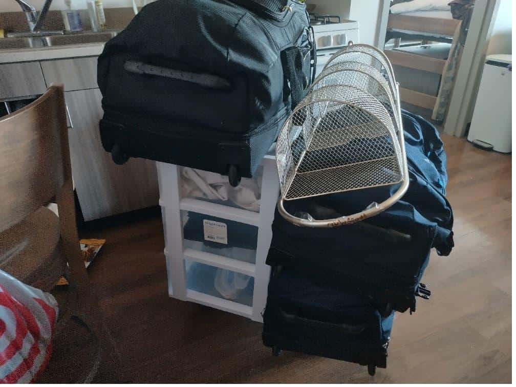 Dorm room with student belongings packed and ready for Box-n-Go A La Carte pickup