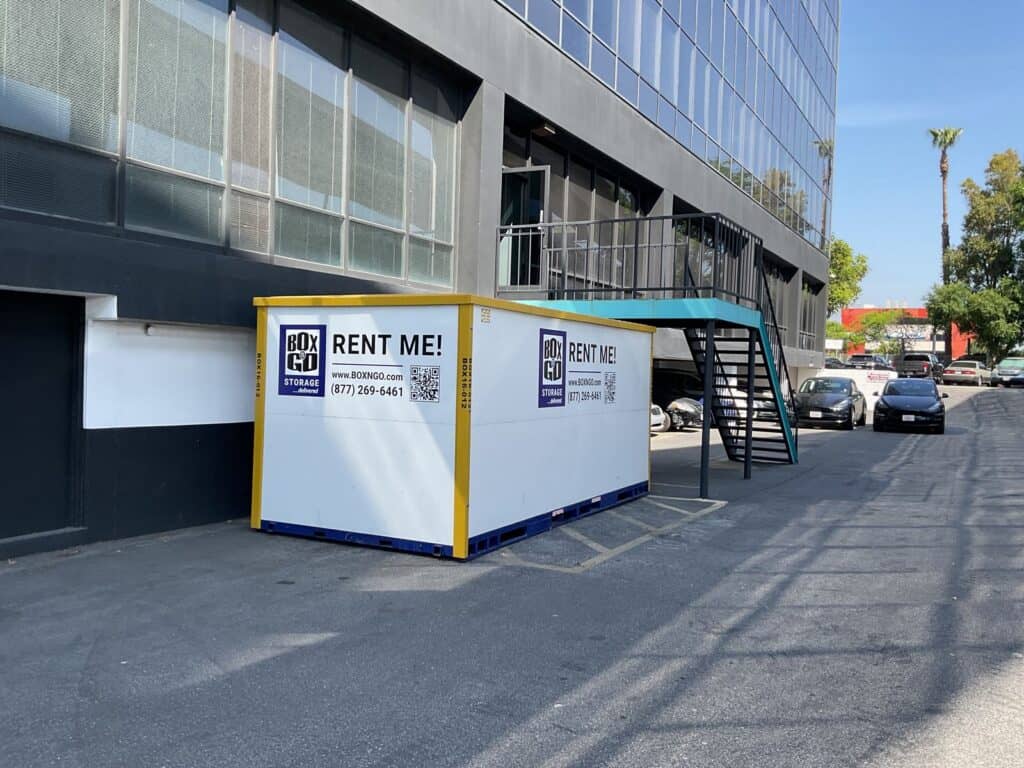 Box-n-Go business storage container at a Southern California business property