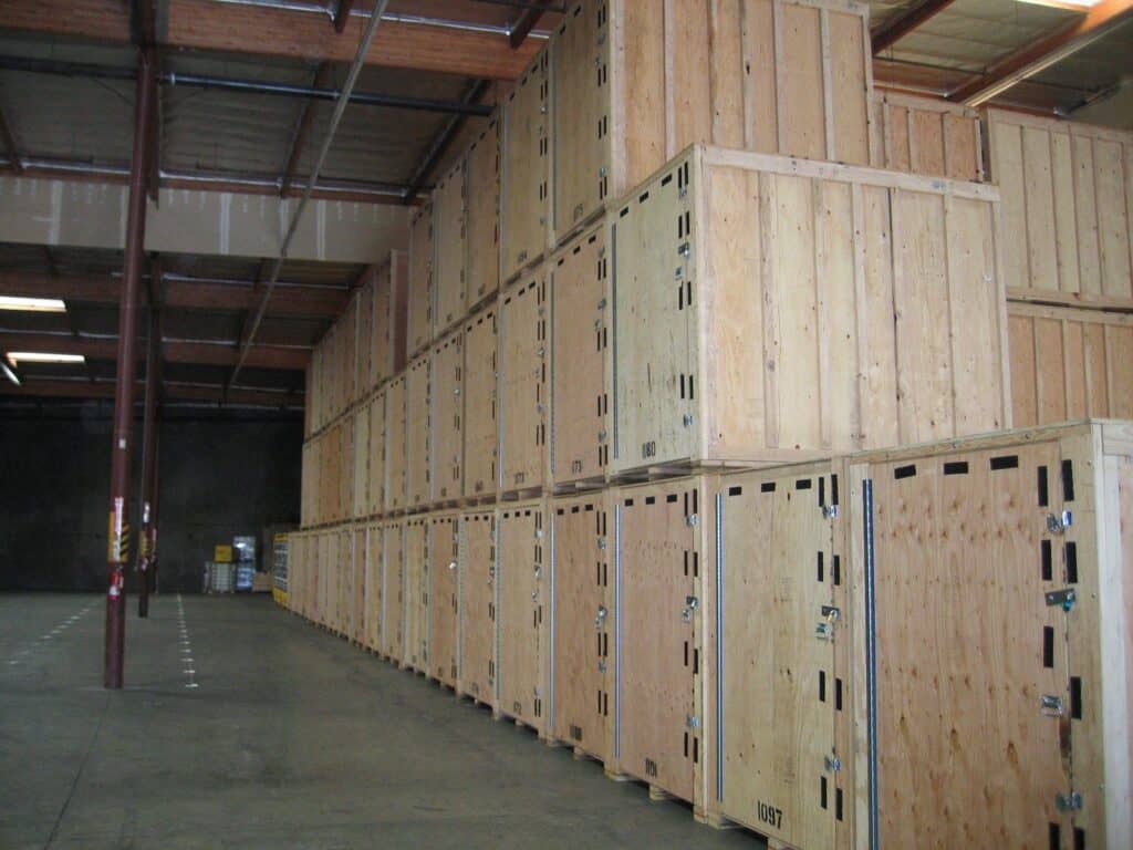 Box-n-Go commercial storage kept indoors at a secure Southern California facility