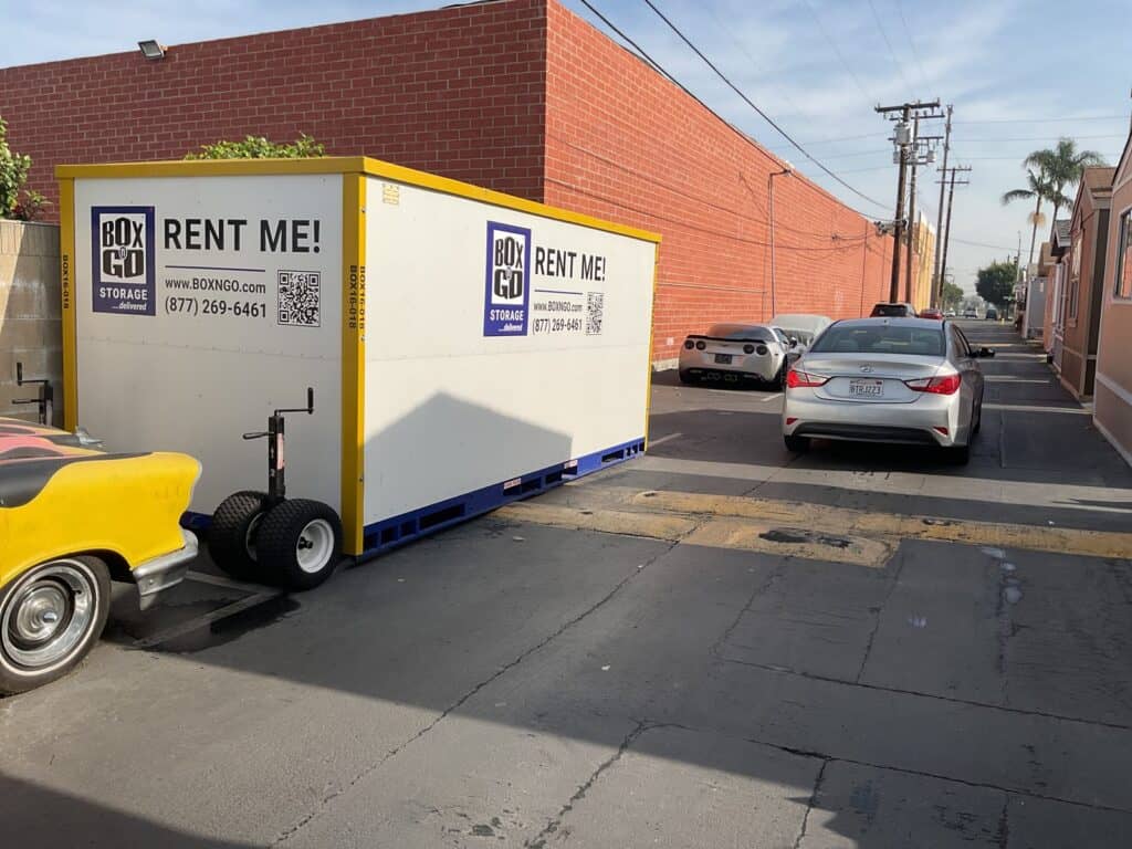 Box-n-Go small business storage container delivered into a tight commercial space