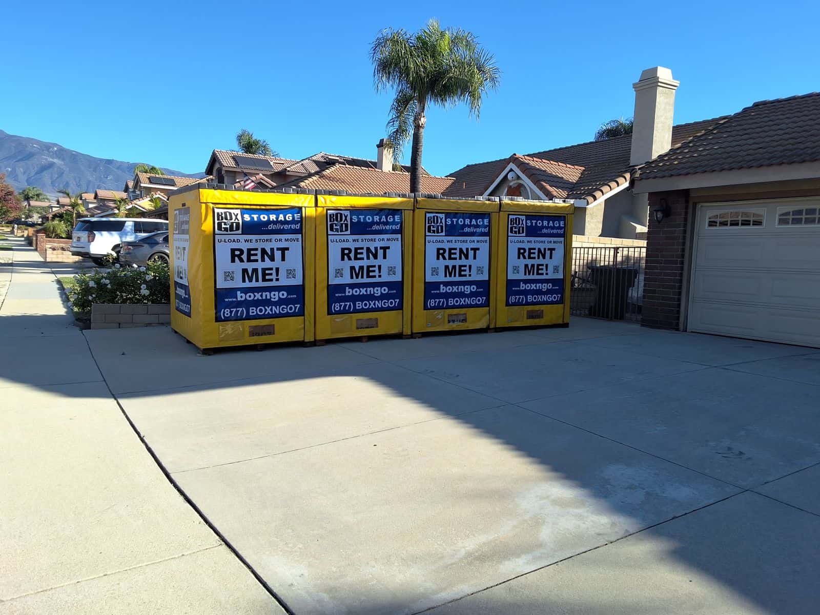 Four Box-n-Go Flex units for water damage restoration service contents storage, salvageable and damaged items kept apart