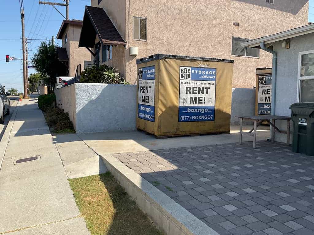 Storage 91331 - two Box-n-Go Flex containers placed on a residential driveway